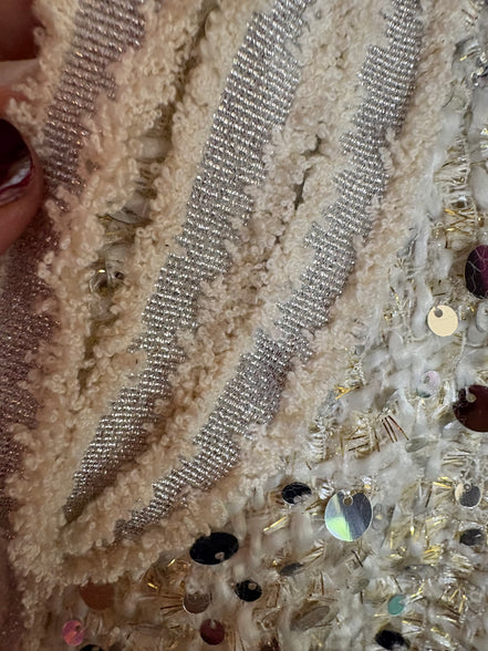Sparkling bomber -bomber in tweed con paillettes e  Passamaneria