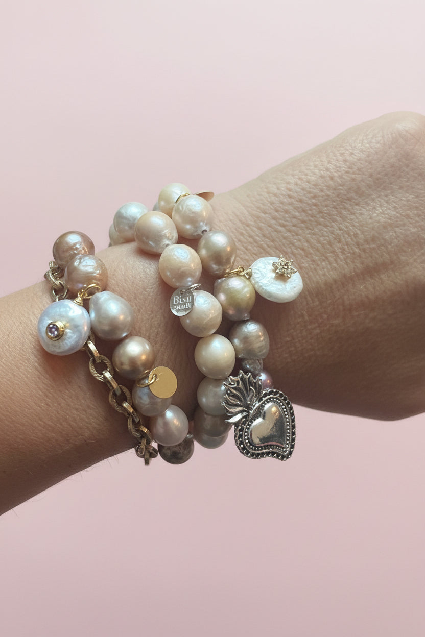 Bracciale Bisette -JAIPUR perle  con charm PERLA