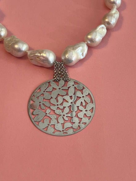 Collana con Perle Barocche Coltivate e pendeArgento 925