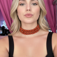 INCANTEVOLE -  3 giri   Chocker flessibile corallo rosso con argento 925