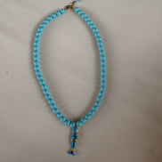 Collana OCEANO - Turchese  mm 8 - chiusura gioiello argento 925 - cm 45  pesce snodato smalto turchese