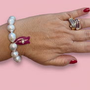 Bracciale Bisette - JAIPUR  OCEANO   Perle coltivate barocche  con charm pesce giada fucsia