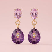 Orecchini  -JAIPUR  ametista con cristalli viola