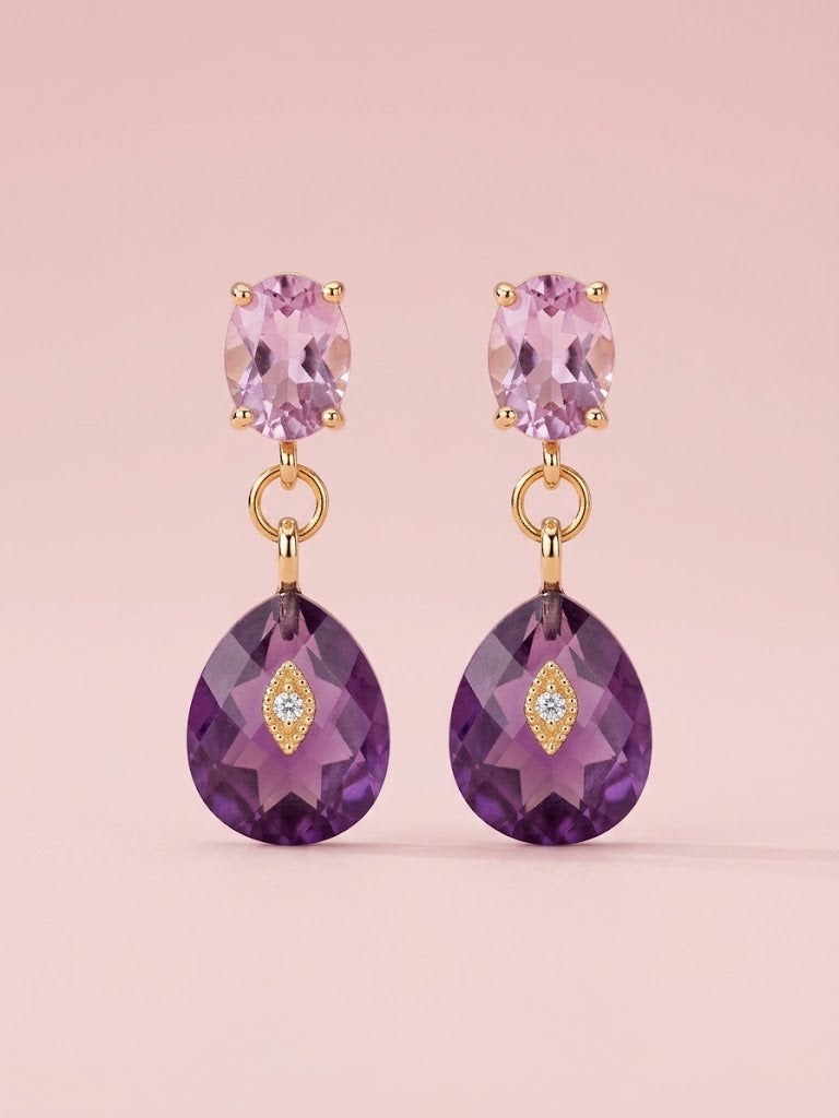Orecchini  -JAIPUR  ametista con cristalli viola