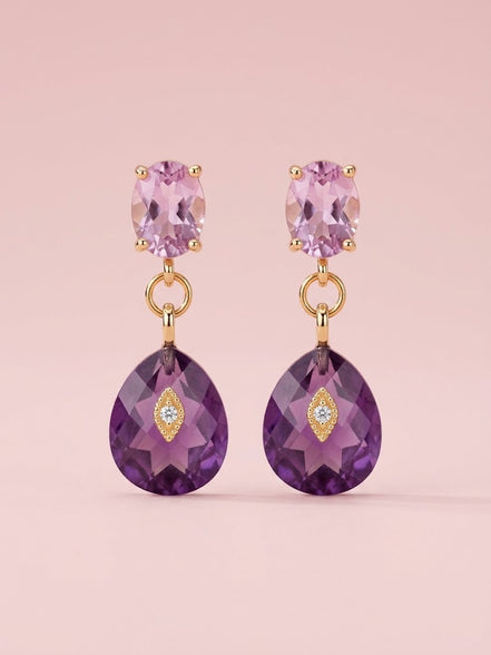 Orecchini  -JAIPUR  ametista con cristalli viola