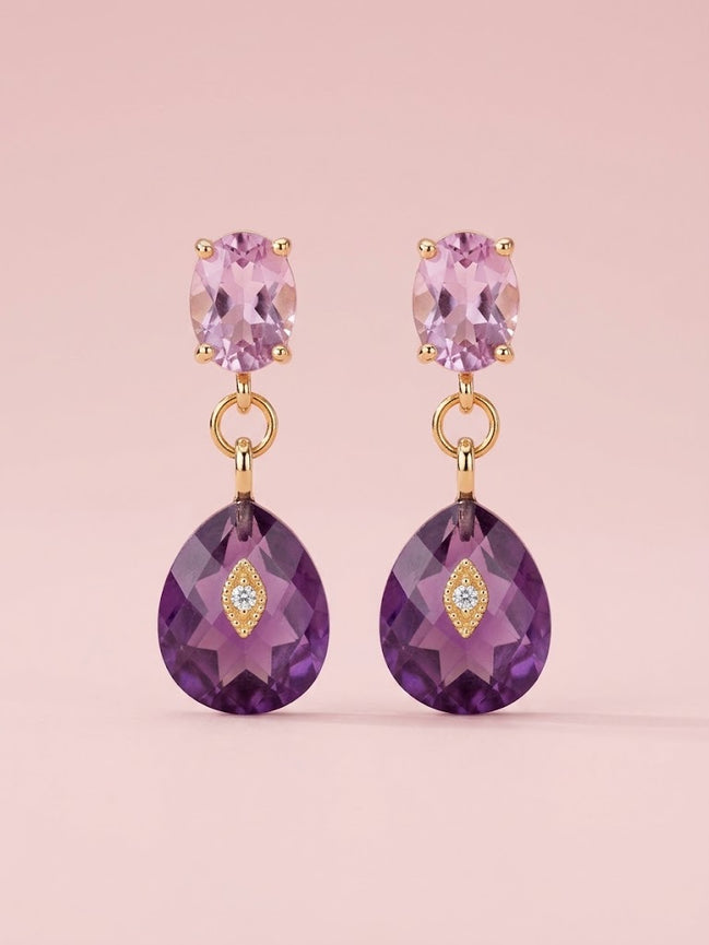 Orecchini  -JAIPUR  ametista con cristalli viola
