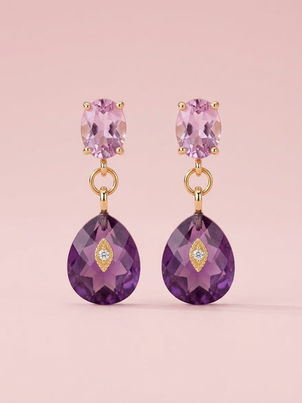 Orecchini  -JAIPUR  ametista con cristalli viola