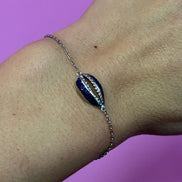 Braccialetto in argento 925 conchiglia blu notte