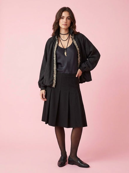 Gonna Pieghe in foulé 100% lana