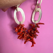 Bracciale MEDITERRANEA-  grandi rametti corallo rodo e corno naturale