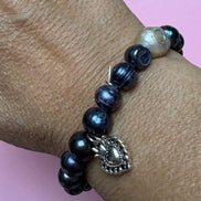 Bracciale Bisette -TALISMANI perle grey con charm Cuore sacro