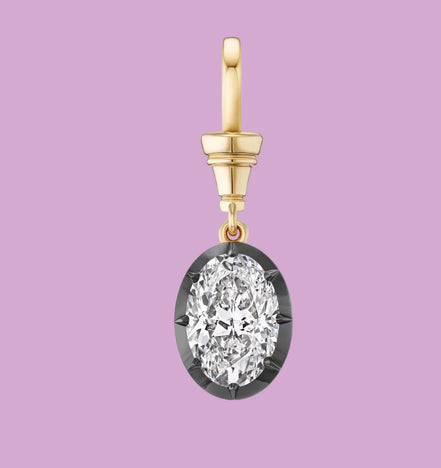 CHARM LUCE - big zircone con rodio nero e gold