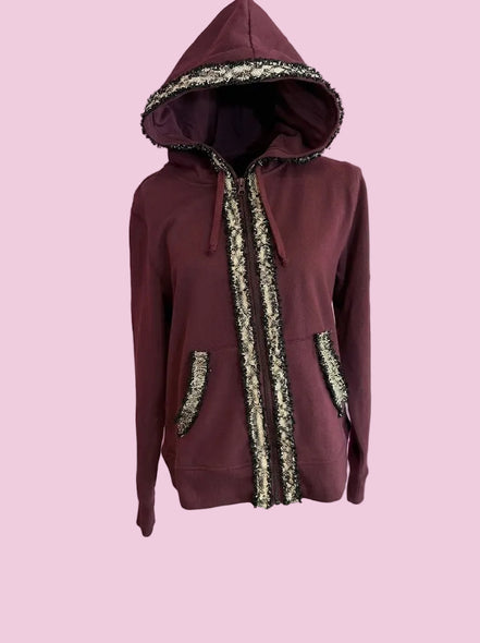 Felpa CHANELLINA : Felpa burgundy con passamaneria Couture