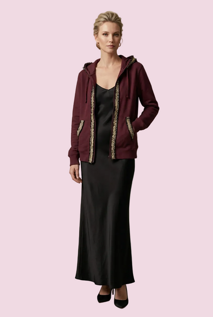 Felpa CHANELLINA : Felpa burgundy con passamaneria Couture