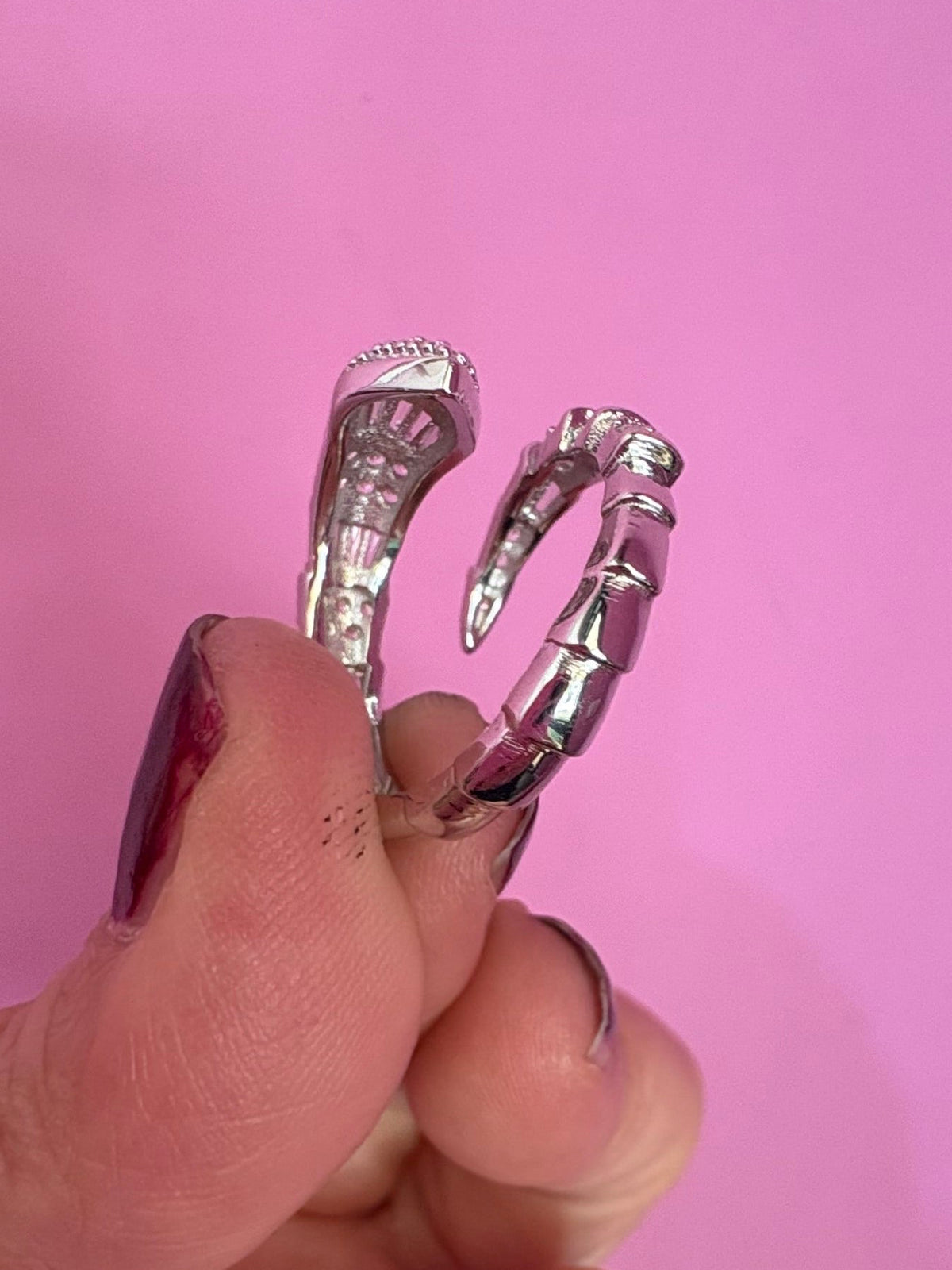 Anello WHITE SNAKE in Argento 925 rodiato con zirconi