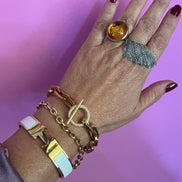 Bracciale Catena Gold con chiusura a T e zirconi - acciaio