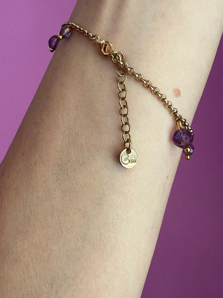 Bracciale argento 925 oro giallo con charm ametista