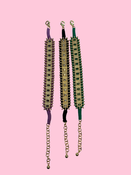 Bracciale MANTRA - Macrame’ con zirconi e ottone placcato oro giallo