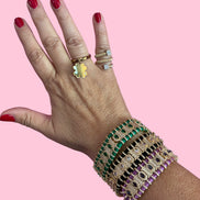 Bracciale MANTRA - Macrame’ con zirconi e ottone placcato oro giallo