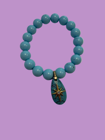 Bracciale Bisette - JAIPUR  OCEANO   turchese con charm turchese stella