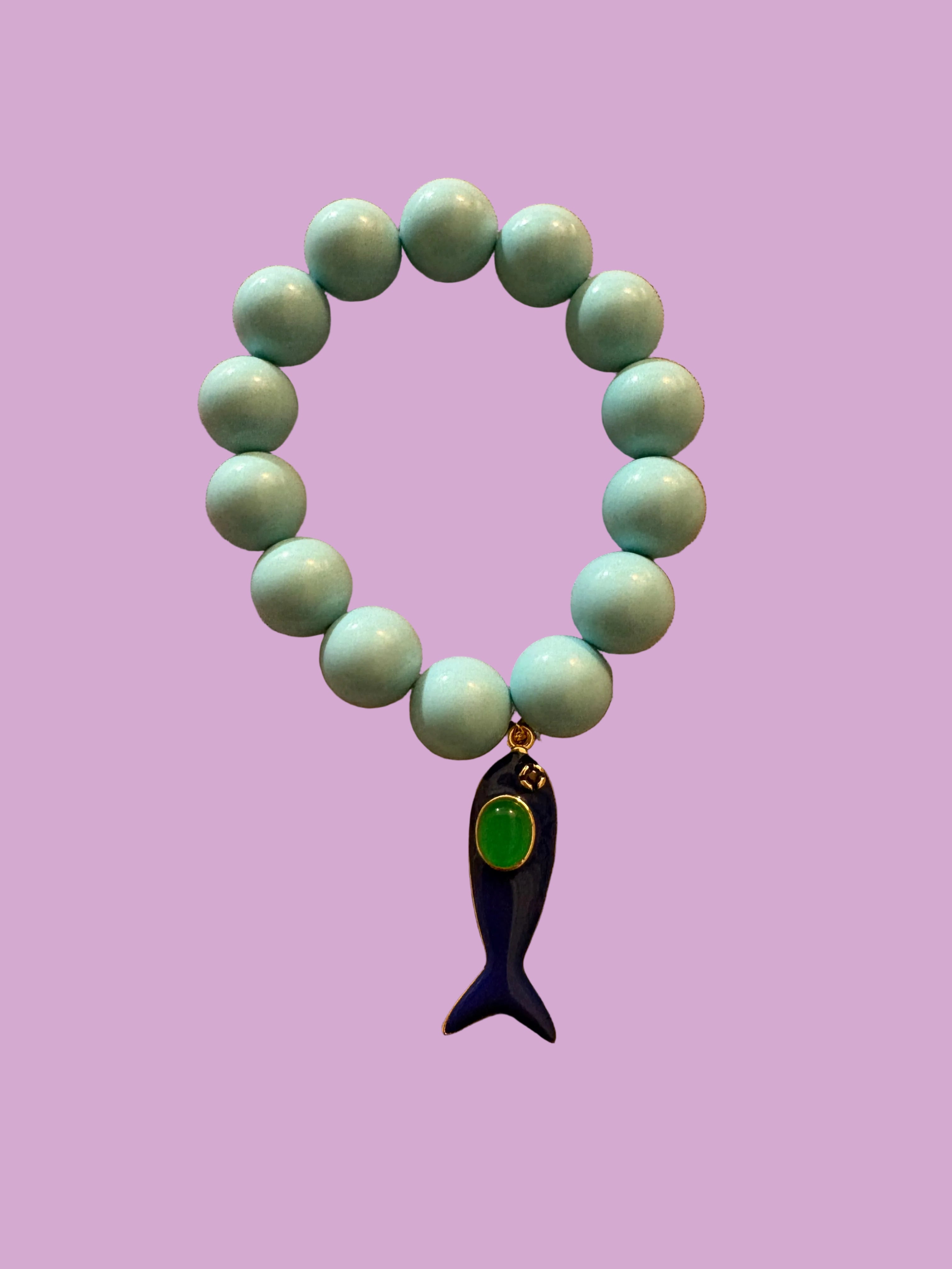Bracciale Bisette - OCEANO  turchese con charm pesciolino