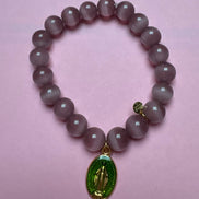 Bracciale Bisette -TALISMANI  occhi di gatto mauve  con charm Miracolosa