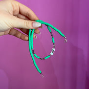 Collier rondelle verdi con stelle rodio e lettera E