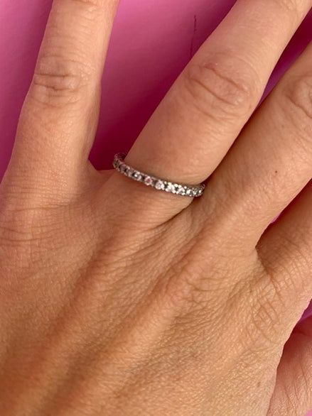 Anello fedina Eternity argento 925 con zirconi