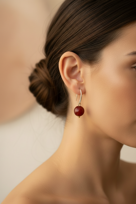 Orecchini  - ICONICI MEDITERRANEO argento 925 placcato oro giallo con CORALLO ROSSO