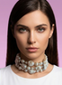 INCANTEVOLE - Chocker in argento 925 con 3 giri perle coltivate barocche