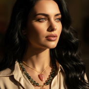 Collana JAIPUR - Quarzo fantasma verde e pendente quarzo fragola cuore