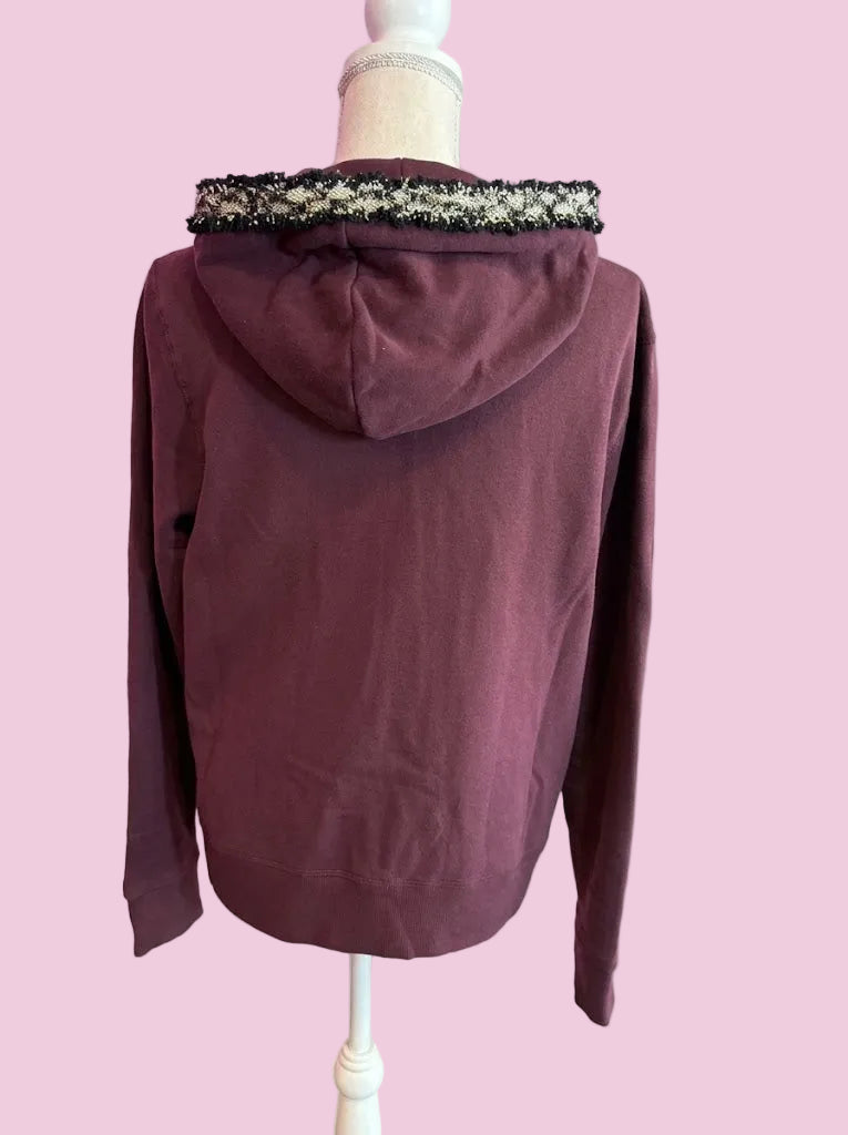 Felpa CHANELLINA : Felpa burgundy con passamaneria Couture