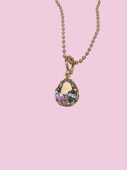 Collana Sfere e Luce - acciaio gold con pendente zircone rimovibile