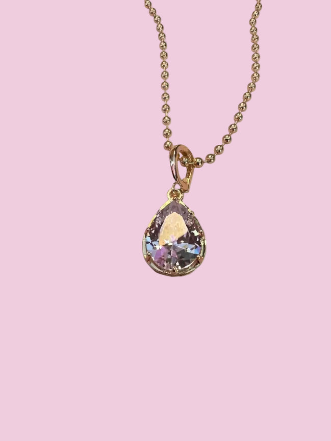 Collana Sfere e Luce - acciaio gold con pendente zircone rimovibile