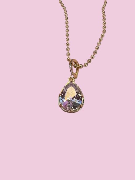 Collana Sfere e Luce - acciaio gold con pendente zircone rimovibile