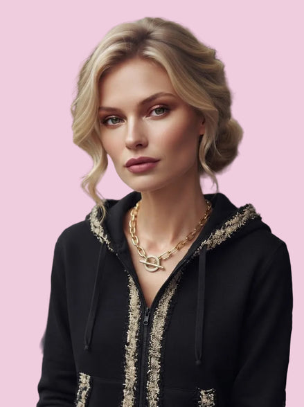Collana Catena Gold con chiusura a T e zirconi - acciaio