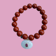 Bracciale Bisette - JAIPUR  Medietrranea  corallo rosso  con charm quarzo rosa