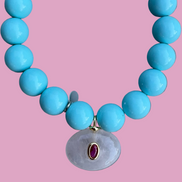 Bracciale Bisette - JAIPUR  OCEANO   turchese  con charm quarzo rosa