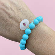 Bracciale Bisette - JAIPUR  OCEANO   turchese  con charm quarzo rosa