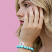 Bracciale Bisette - JAIPUR  OCEANO   turchese  con charm quarzo rosa
