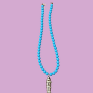 Collana POISSONS - turchese mm 8 - chiusura argento 925 -  pesciolino gold