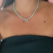 Collana POISSONS - turchese mm 4 - chiusura argento 925 -  5 pesciolini