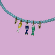 Collana POISSONS - turchese mm 4 - chiusura argento 925 -  5 pesciolini