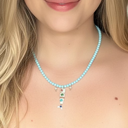 Collana POISSONS - turchese mm 4 - chiusura argento 925 -  3 pesciolini