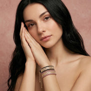 Bracciale MANTRA 4 - Macrame’ con zirconi e ottone placcato oro giallo