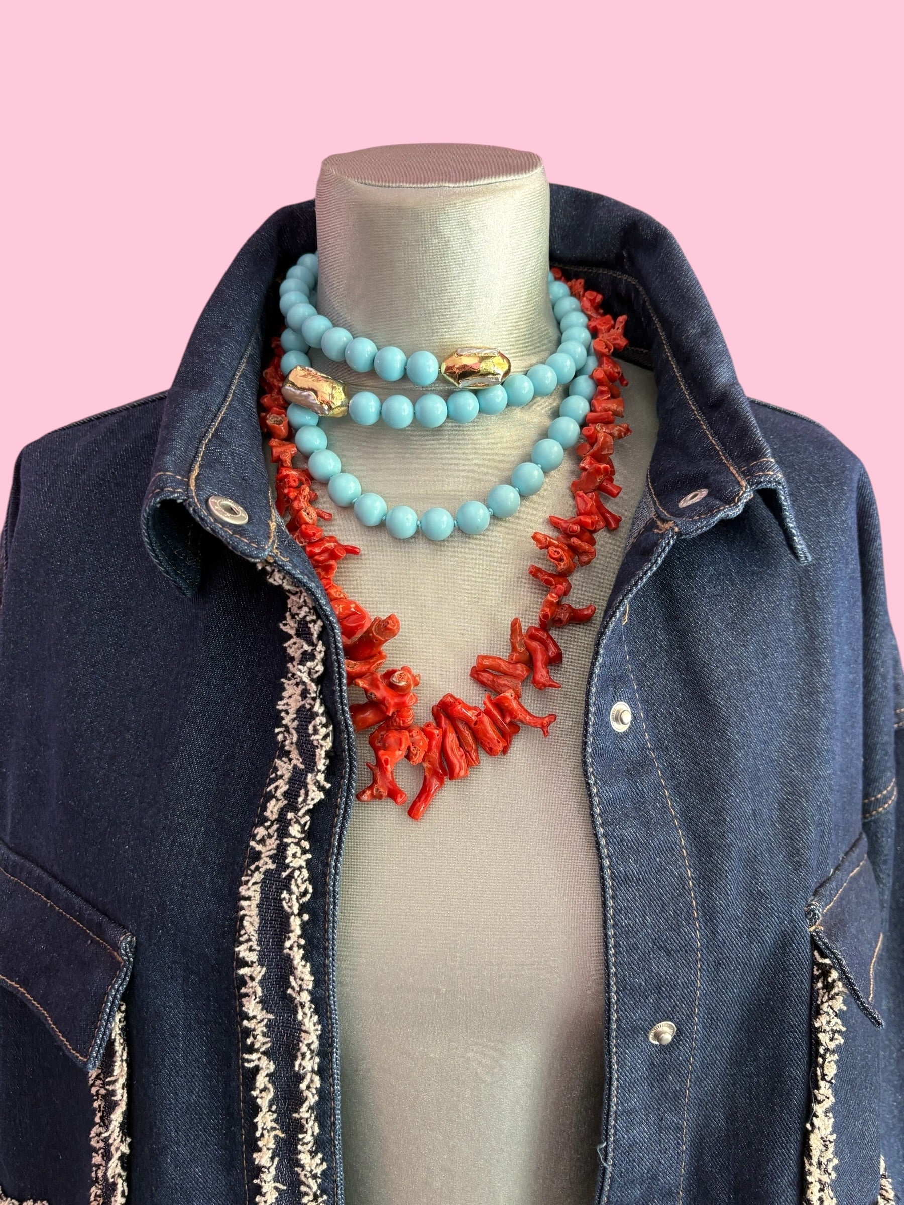 Camicia-giacca Denim- CHANELLINA camicia 100% cotone con passamaneria Couture