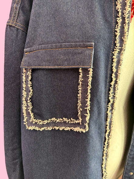 Camicia-giacca Denim- CHANELLINA camicia 100% cotone con passamaneria Couture