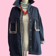 Camicia-giacca Denim- CHANELLINA camicia 100% cotone con passamaneria Couture