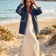 Camicia-giacca Denim- CHANELLINA camicia 100% cotone con passamaneria Couture