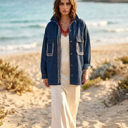 Camicia-giacca Denim- CHANELLINA camicia 100% cotone con passamaneria Couture